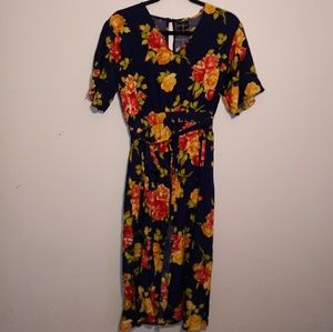 Blue Floral Romper Short Dress